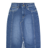 LEE Womens Straight Skirt Blue Long Denim XS