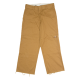 DICKIES Workwear Mens Twill Trousers Brown Loose Straight W30 L27
