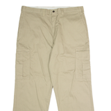 DICKIES Workwear Cargo Mens Twill Trousers Beige Regular Straight W38 L30
