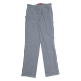 DICKIES Hickory Striped Workwear Carpenter Womens Twill Trousers Blue Straight W25 L30