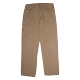 DICKIES Workwear Mens Canvas Trousers Brown Regular Straight W36 L32
