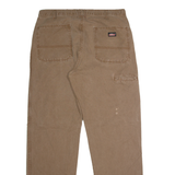 DICKIES Workwear Mens Canvas Trousers Brown Regular Straight W36 L32