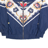 LAVON Petites Womens Shell Jacket Blue 90s Crazy Pattern M