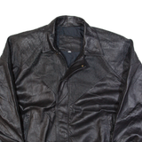 Belted Womens Biker Jacket Black Leather 90s M