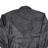 Belted Womens Biker Jacket Black Leather 90s M