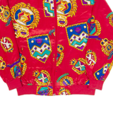 Mens Bomber Jacket Red 90s Crazy Pattern L