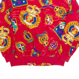 Mens Bomber Jacket Red 90s Crazy Pattern L