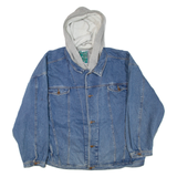 Mens Denim Jacket Blue Hooded XL