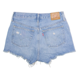 LEVI'S 501 Big E Distressed Womens Denim Shorts Blue Classic S W28