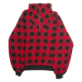 PACIFIC TRAIL Mens Patterned Fleece Red Check 1/4 Zip 90s XL