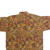 OAK STREET Mens Shirt Brown 90s Crazy Pattern L