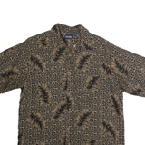 PURITAN Mens Hawaiian Shirt Black Viscose 90s Floral M
