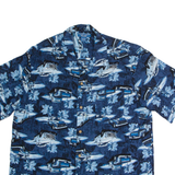PURITAN Pick-up Truck Mens Hawaiian Shirt Blue 90s Crazy Pattern L