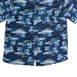 PURITAN Pick-up Truck Mens Hawaiian Shirt Blue 90s Crazy Pattern L