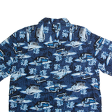 PURITAN Pick-up Truck Mens Hawaiian Shirt Blue 90s Crazy Pattern L