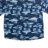 PURITAN Pick-up Truck Mens Hawaiian Shirt Blue 90s Crazy Pattern L