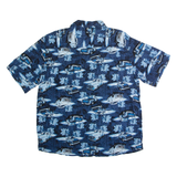 PURITAN Pick-up Truck Mens Hawaiian Shirt Blue 90s Crazy Pattern L