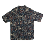 CROFT & BARROW Mens Hawaiian Shirt Black 90s Floral XL