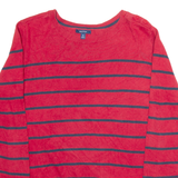 NAUTICA Mens Patterned Jumper Red Striped Tight Knit M