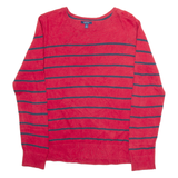 NAUTICA Mens Patterned Jumper Red Striped Tight Knit M