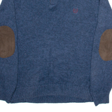 CHAPS Mens Jumper Blue Button Neck Tight Knit L