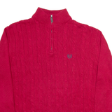 CHAPS Mens Jumper Red 1/4 Zip Cable Knit L