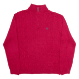CHAPS Mens Jumper Red 1/4 Zip Cable Knit L