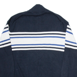 NAUTICA Mens Patterned Jumper Black Striped 1/4 Zip Tight Knit 2XL
