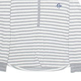 TOMMY HILFIGER Womens Patterned Jumper Grey Striped Button Neck Tight Knit L