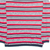 TOMMY HILFIGER Womens Patterned Jumper Red Striped V-Neck Tight Knit L
