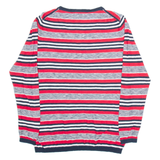 TOMMY HILFIGER Womens Patterned Jumper Red Striped V-Neck Tight Knit L