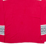 TOMMY HILFIGER Mens Jumper Red V-Neck Tight Knit L
