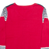 TOMMY HILFIGER Mens Jumper Red V-Neck Tight Knit L