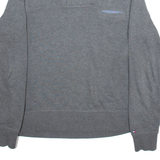 TOMMY HILFIGER Mens Jumper Grey Button Neck Tight Knit S