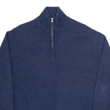 CALVIN KLEIN Mens Jumper Blue 1/4 Zip Tight Knit 2XL
