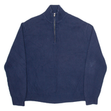 CALVIN KLEIN Mens Jumper Blue 1/4 Zip Tight Knit 2XL