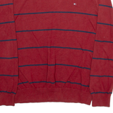 TOMMY HILFIGER Mens Patterned Jumper Red Striped Tight Knit M