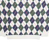 TOMMY HILFIGER Mens Patterned Jumper White Argyle Tight Knit L