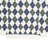 TOMMY HILFIGER Mens Patterned Jumper White Argyle Tight Knit L