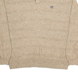CHAPS Mens Jumper Brown Button Neck Tight Knit XL