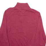 TOMMY HILFIGER Mens Jumper Maroon 1/4 Zip Tight Knit L