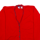 TOMMY HILFIGER Womens Cardigan Red Button Neck Tight Knit Wool S