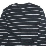 TOMMY HILFIGER Mens Patterned Jumper Black Striped V-Neck Tight Knit M