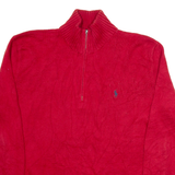 POLO RALPH LAUREN Mens Jumper Red 1/4 Zip Tight Knit L