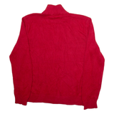 POLO RALPH LAUREN Mens Jumper Red 1/4 Zip Tight Knit L