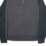 CALVIN KLEIN JEANS Mens Jumper Grey 1/4 Zip Tight Knit M