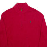 POLO RALPH LAUREN Mens Jumper Red 1/4 Zip Tight Knit L