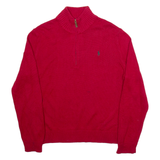 POLO RALPH LAUREN Mens Jumper Red 1/4 Zip Tight Knit L
