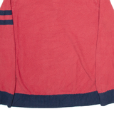 TOMMY HILFIGER Mens Jumper Red 1/4 Zip Tight Knit L