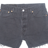 LEVI'S Cut Off Patterned Pocket 501 Womens Denim Shorts Black M W33